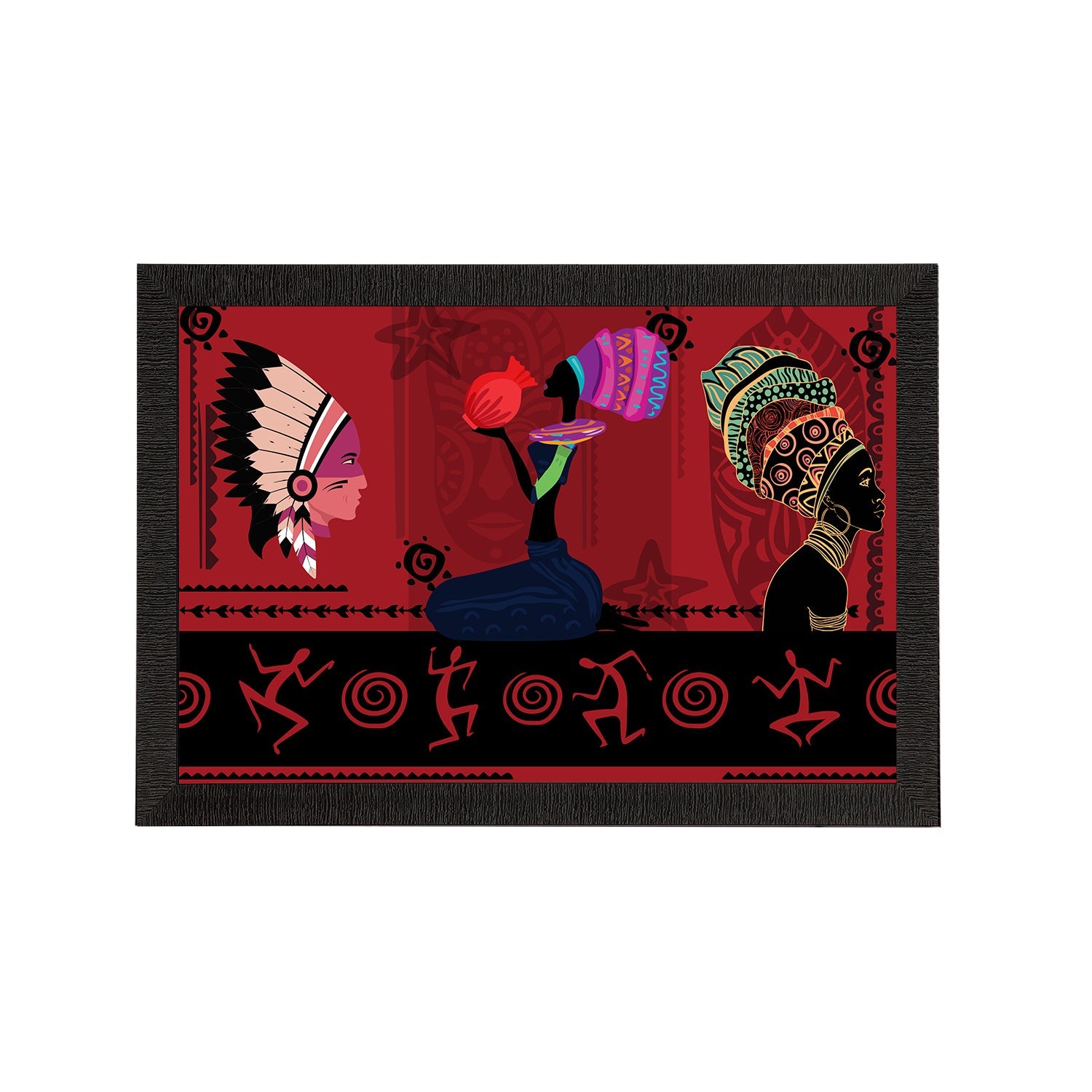 Tribal Theme Satin Matt Texture UV Art Painting Kafalo