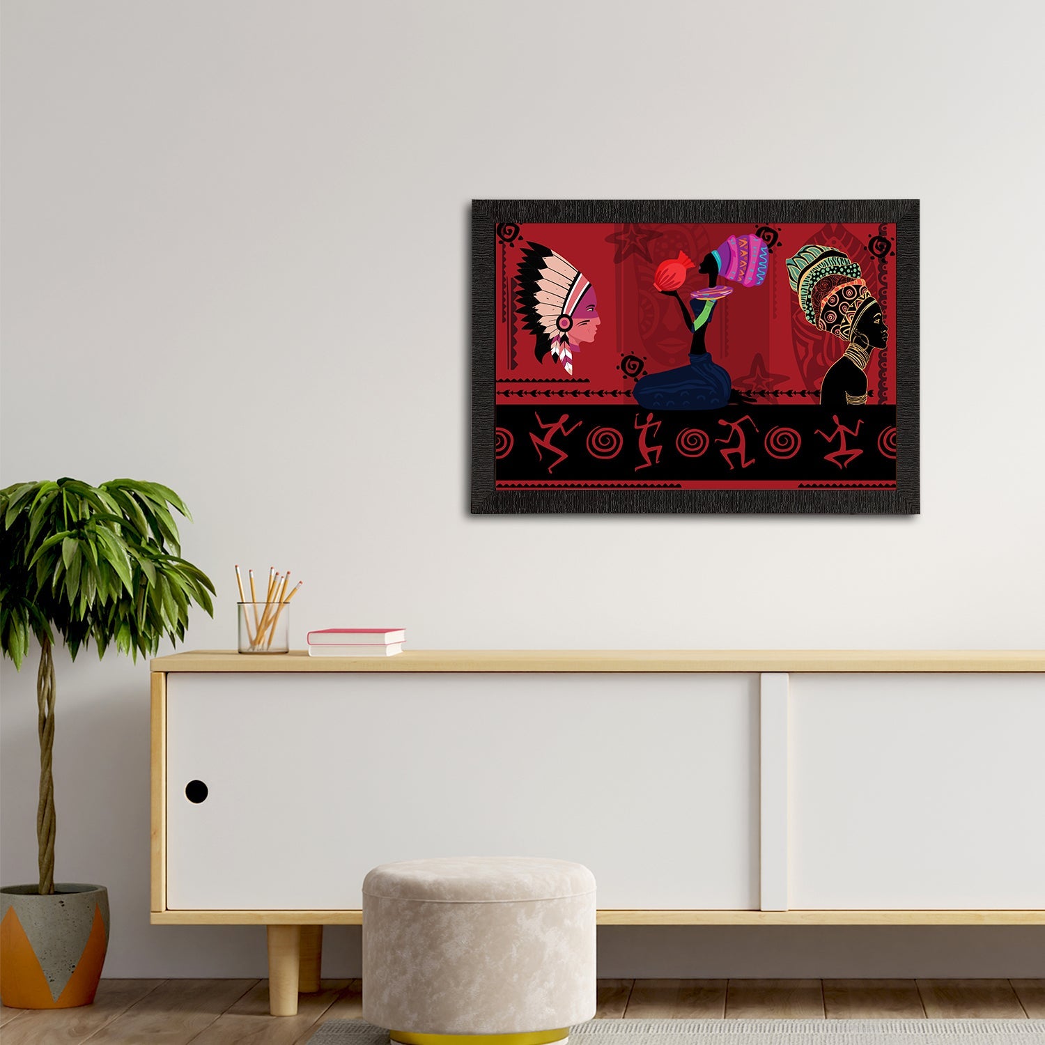 Tribal Theme Satin Matt Texture UV Art Painting Kafalo
