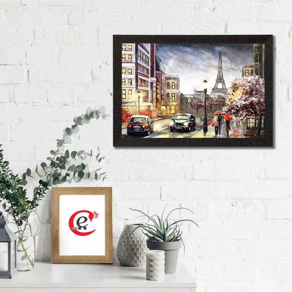 Eiffel Tower with City View Satin Matt Texture UV Art Painting Kafalo
