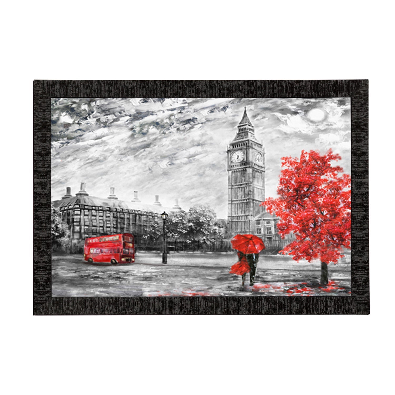 Couple under Red Umbrella Satin Matt Texture UV Art Painting