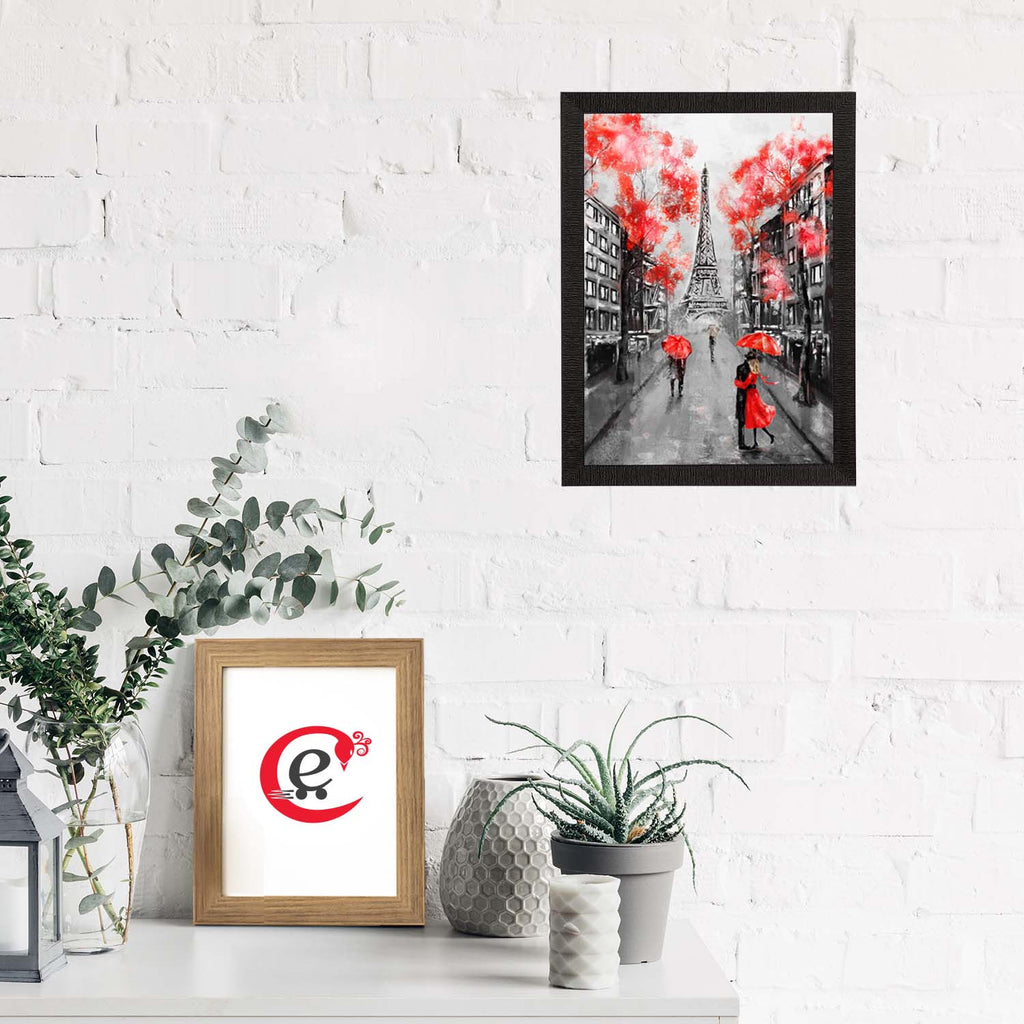 Couples in front of Eiffel Tower Satin Matt Texture UV Art Painting