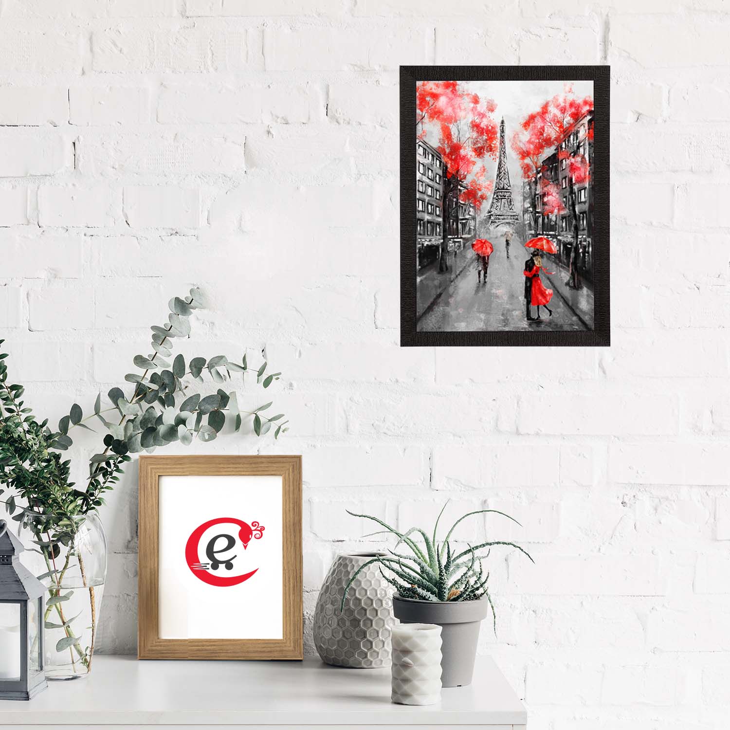 Couples in front of Eiffel Tower Satin Matt Texture UV Art Painting