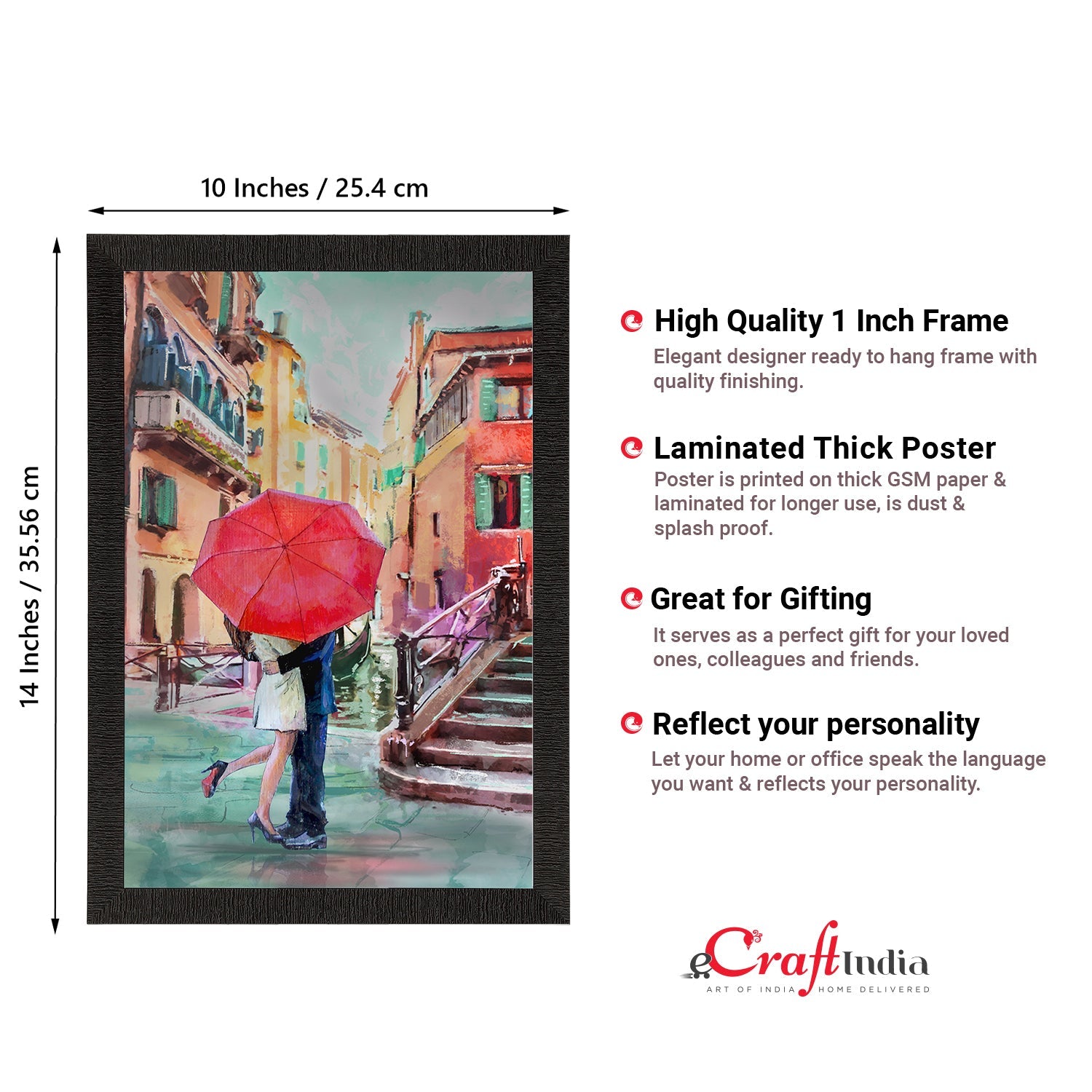 Romantic Couple Under Umbrella Love Theme Satin Matt Texture UV Art Painting Kafalo