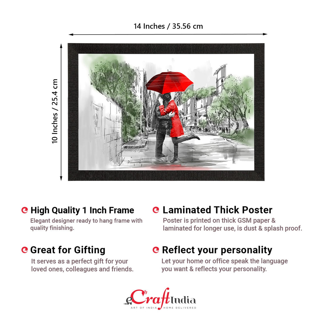 Romantic Couple Under Umbrella Love Theme Satin Matt Texture UV Art Painting Kafalo