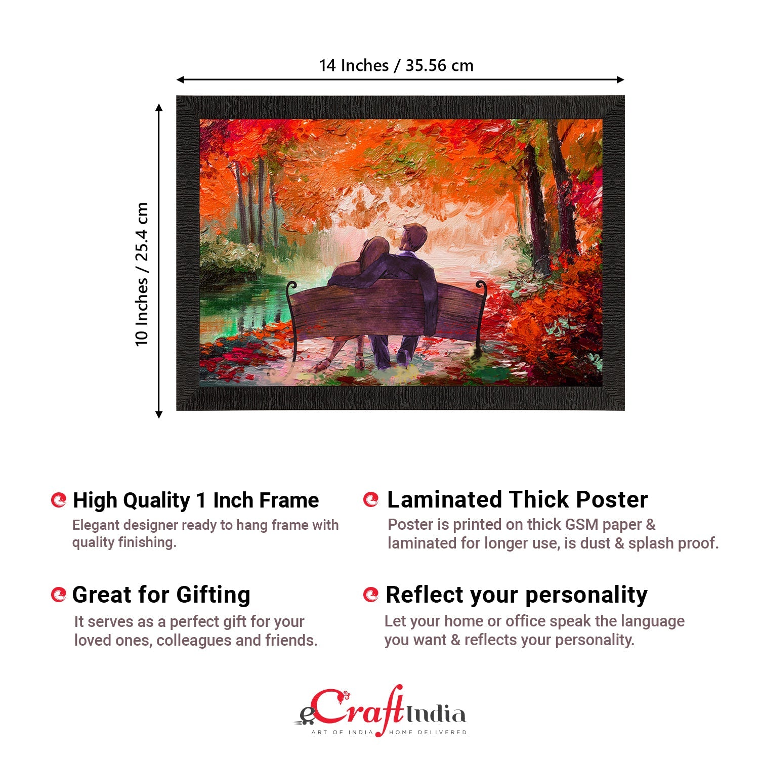 Romantic Couple Sitting on Bench Love Theme Satin Matt Texture UV Art Painting Kafalo