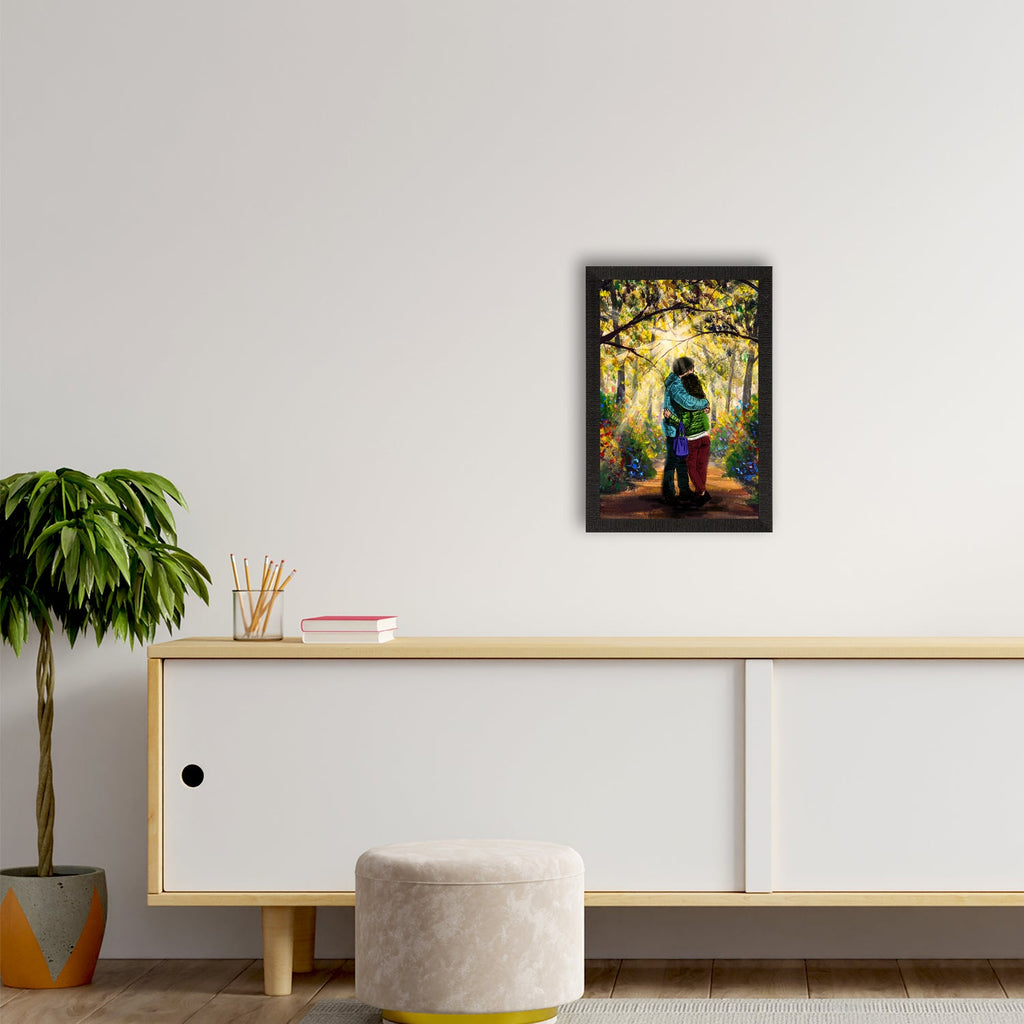 Romantic Couple Hugging Each Other Valentine Theme Satin Matt Texture UV Art Painting Kafalo