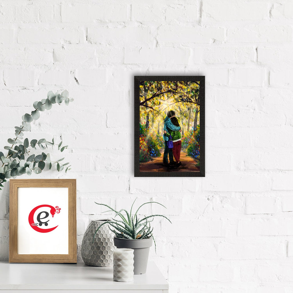 Romantic Couple Hugging Each Other Valentine Theme Satin Matt Texture UV Art Painting Kafalo