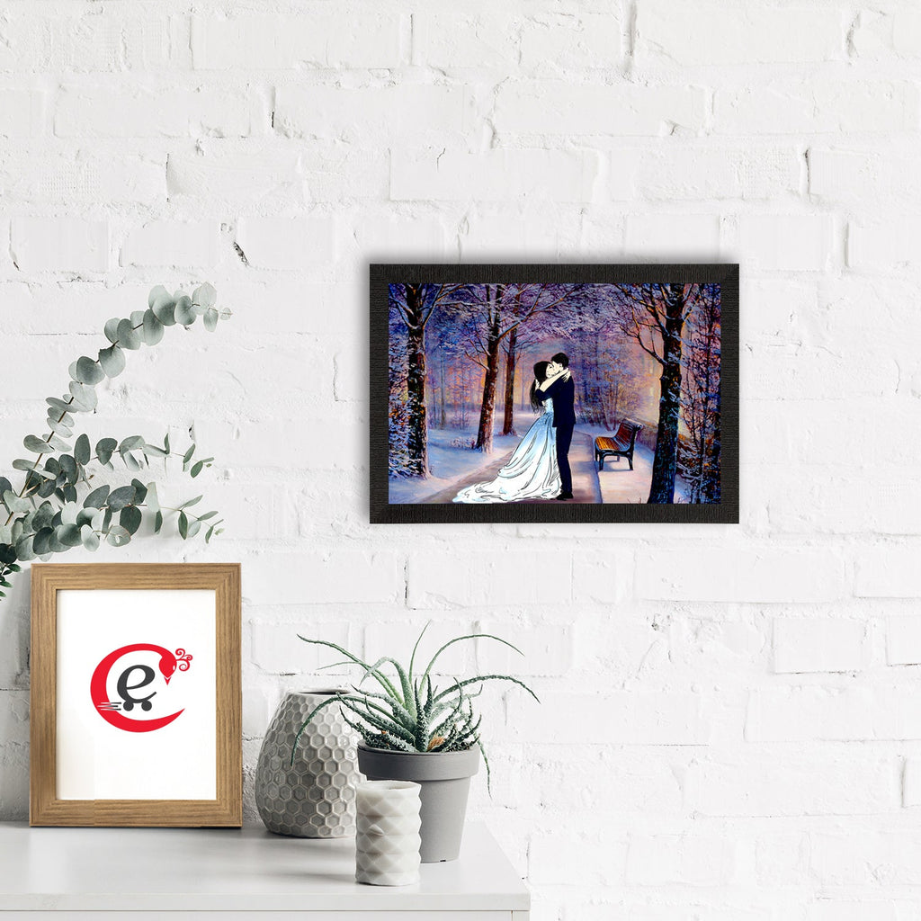 Kissing Romantic Couple Artistic View Valentine Theme Satin Matt Texture UV Art Painting Kafalo