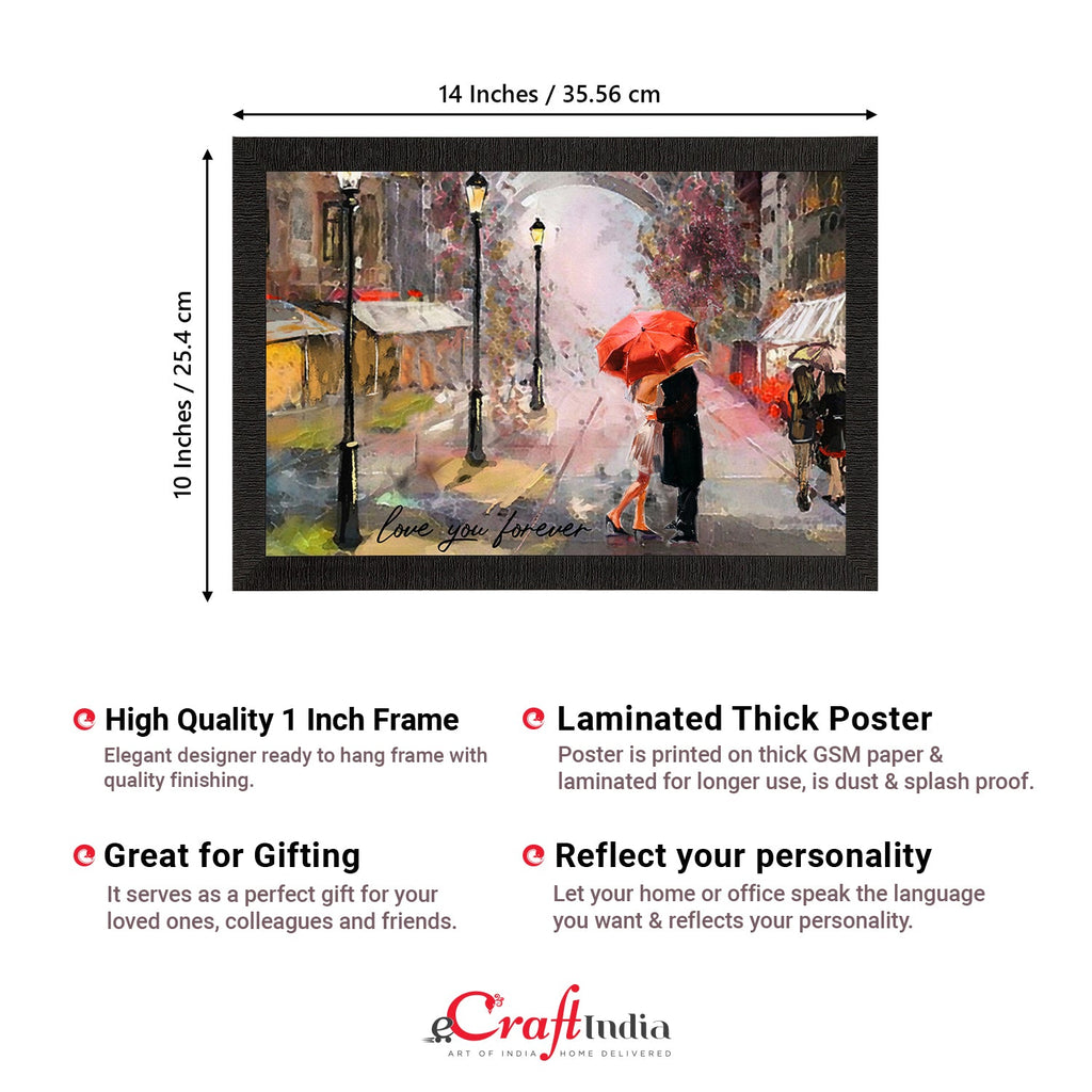 Romantic Couple Under Umbrella Love Theme Satin Matt Texture UV Art Painting Kafalo