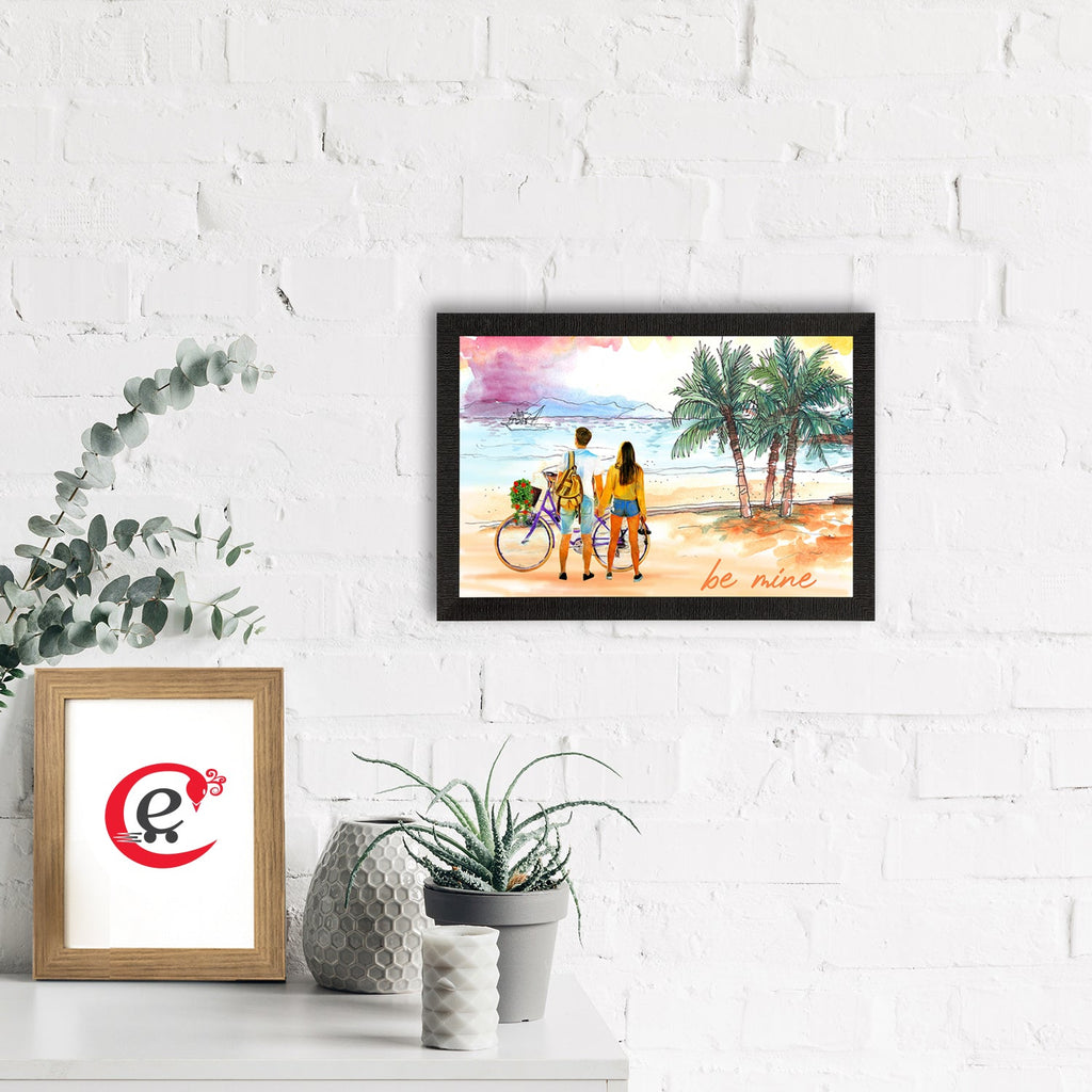 Romantic Couple on Beach Satin Matt Texture UV Art Painting Kafalo
