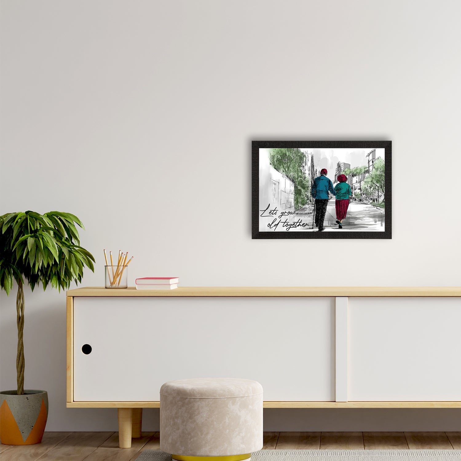 "Lets Grow Old Together" Love Theme Satin Matt Texture UV Art Painting Kafalo