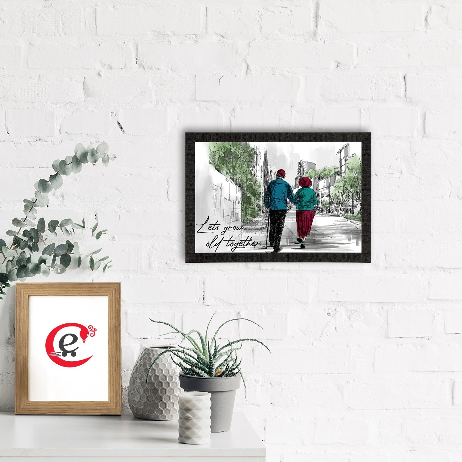 "Lets Grow Old Together" Love Theme Satin Matt Texture UV Art Painting Kafalo