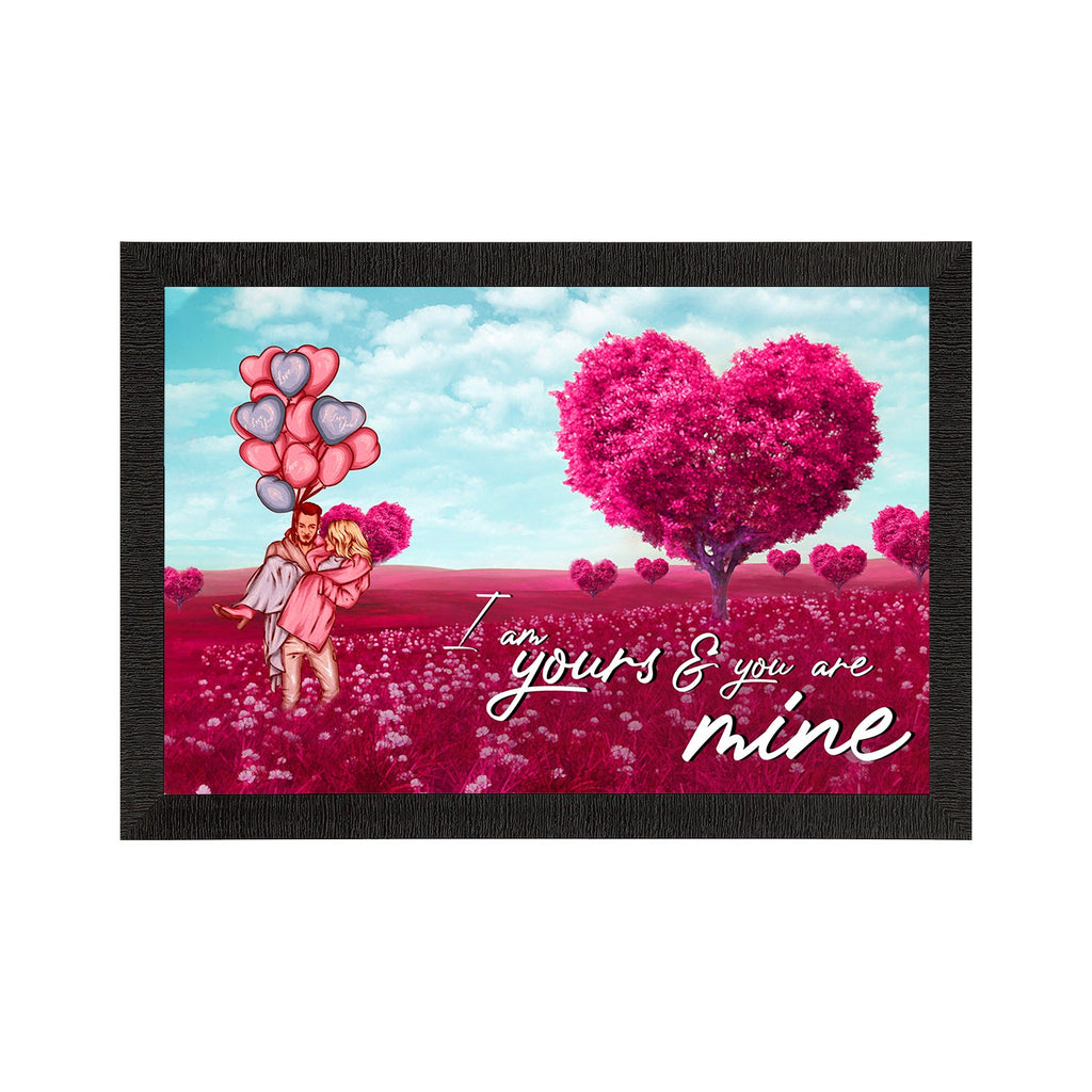 "I am yours and you are mine" Romantic Couple with Balloons Love Theme Satin Matt Texture UV Art Painting Kafalo