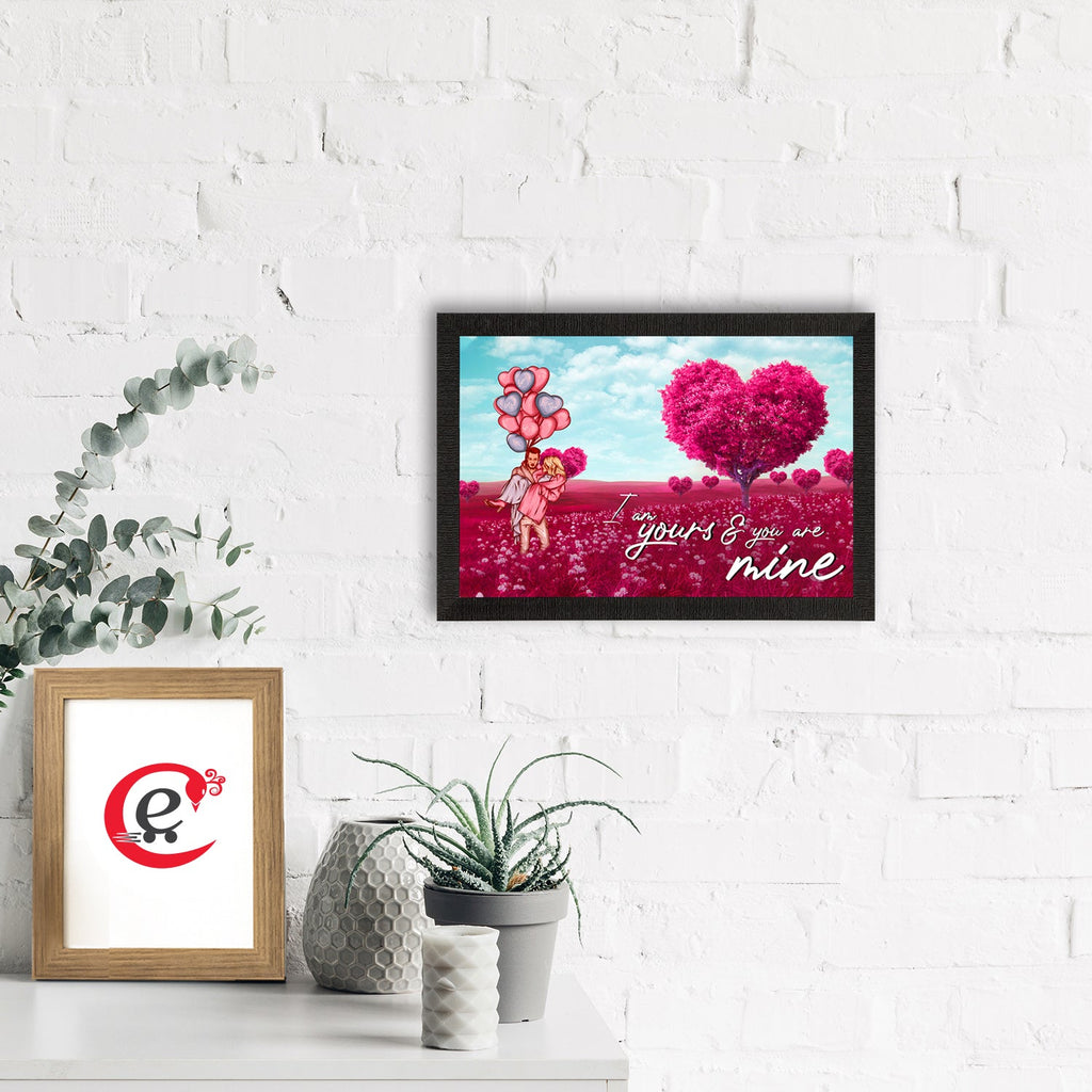 "I am yours and you are mine" Romantic Couple with Balloons Love Theme Satin Matt Texture UV Art Painting Kafalo