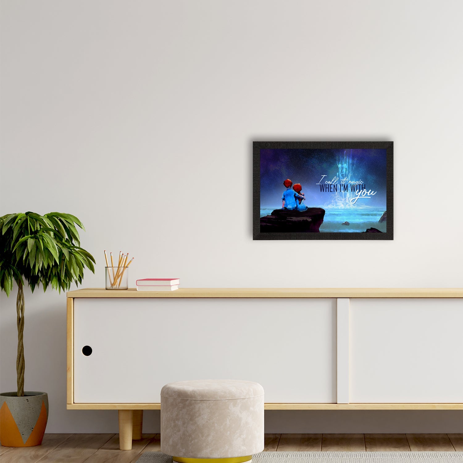 "I call it magic, When I am with You" Love Theme Quote Satin Matt Texture UV Art Painting Kafalo