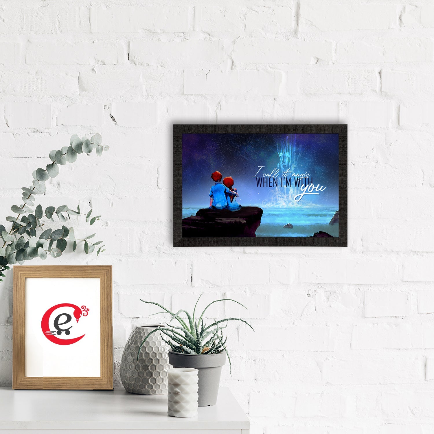 "I call it magic, When I am with You" Love Theme Quote Satin Matt Texture UV Art Painting Kafalo
