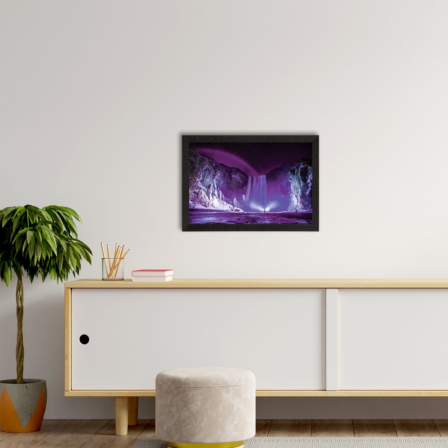 Beautiful Scenic Waterfall View Satin Matt Texture UV Art Painting Kafalo