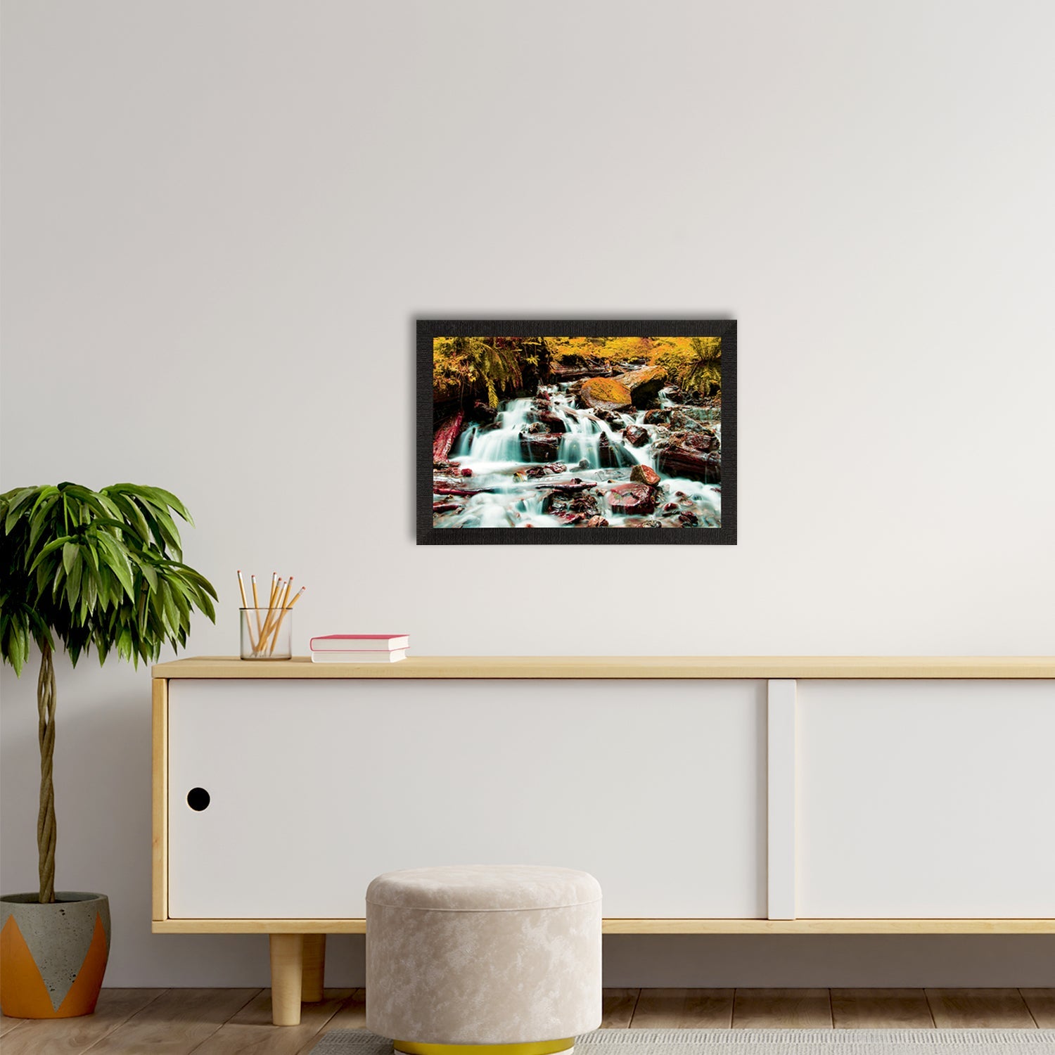 Beautiful Scenic Waterfall View Satin Matt Texture UV Art Painting Kafalo