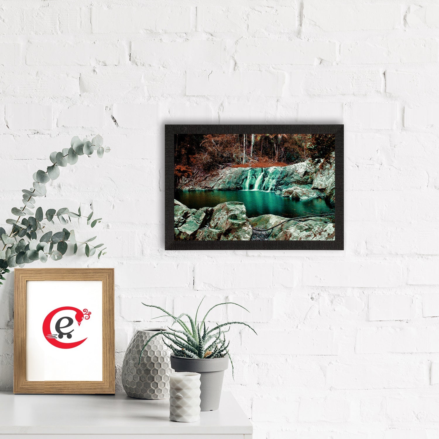Beautiful Scenic Waterfall View Satin Matt Texture UV Art Painting Kafalo