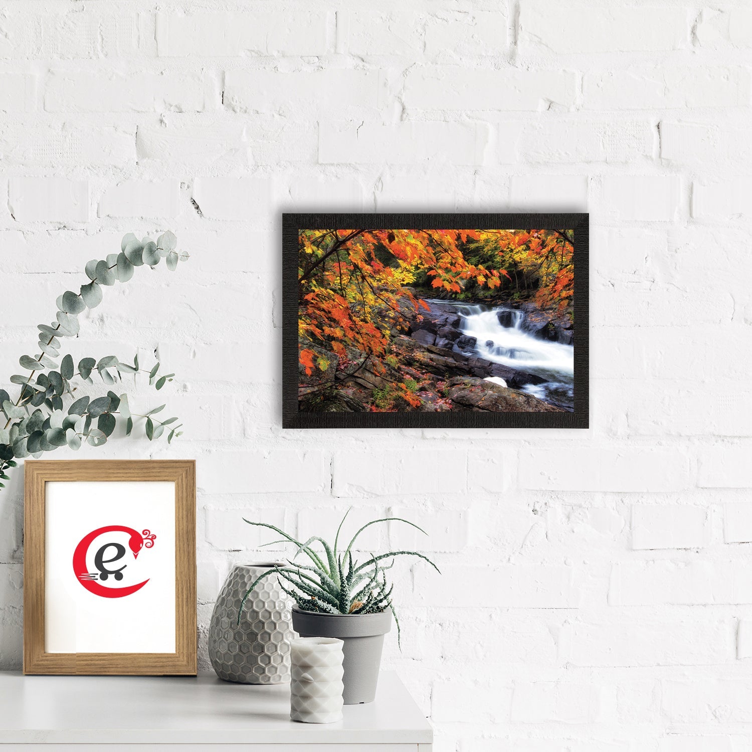 Beautiful Scenic Waterfall View Satin Matt Texture UV Art Painting Kafalo