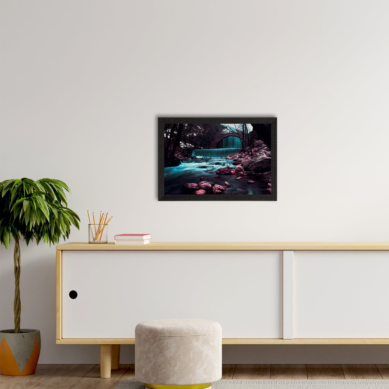 Beautiful Scenic Waterfall View Satin Matt Texture UV Art Painting Kafalo