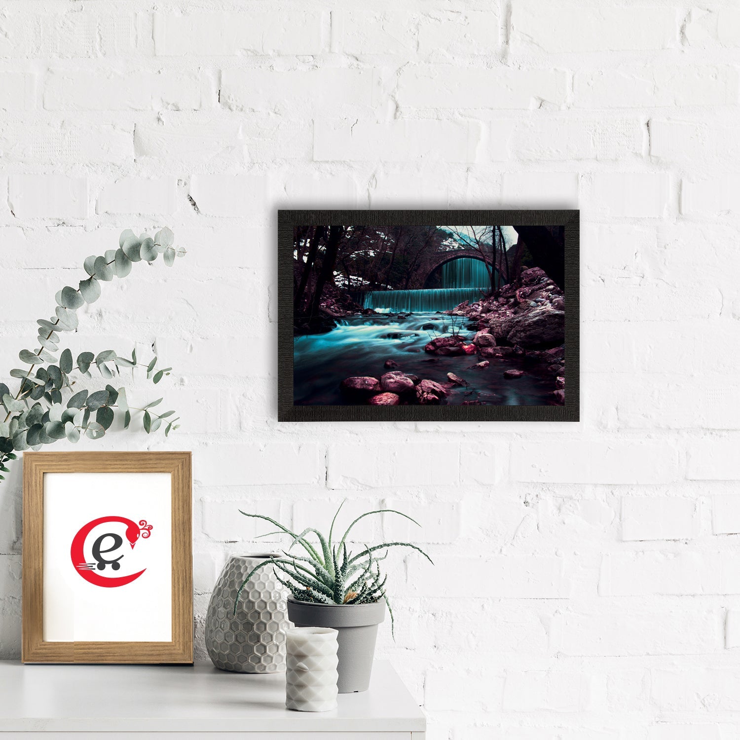 Beautiful Scenic Waterfall View Satin Matt Texture UV Art Painting Kafalo