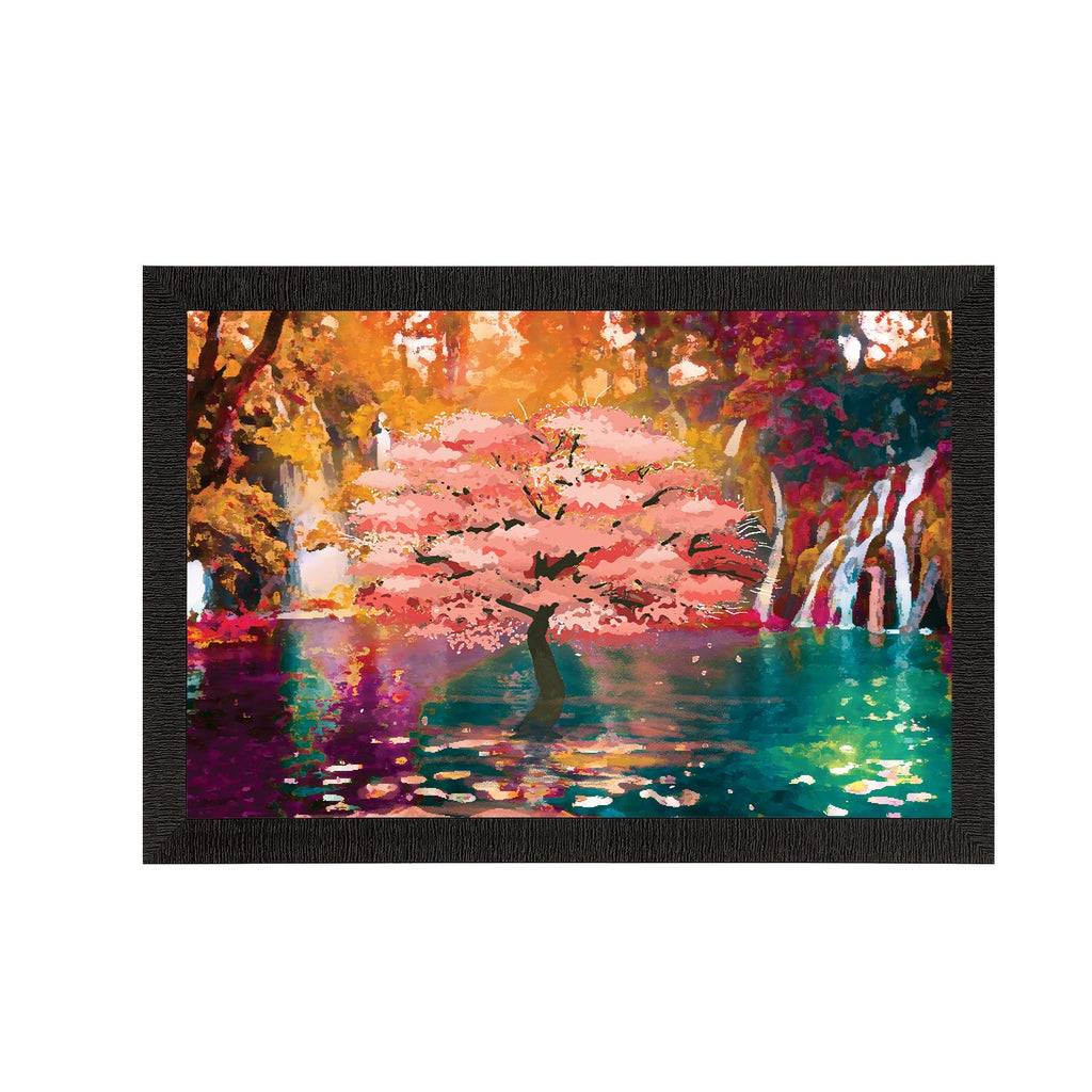 Beautiful Artistic Scenic Waterfall View Satin Matt Texture UV Art Painting Kafalo