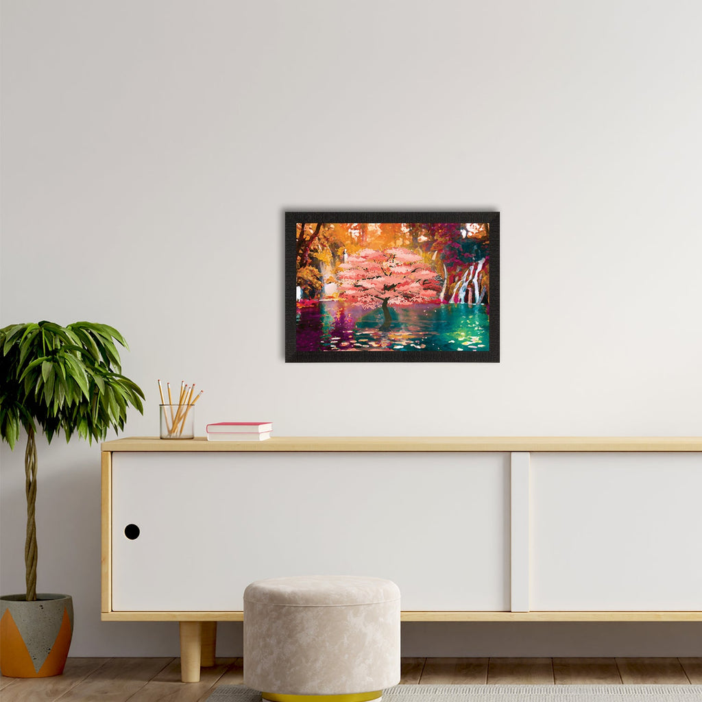 Beautiful Artistic Scenic Waterfall View Satin Matt Texture UV Art Painting Kafalo