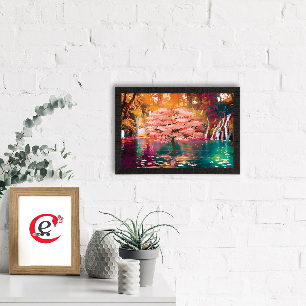 Beautiful Artistic Scenic Waterfall View Satin Matt Texture UV Art Painting Kafalo