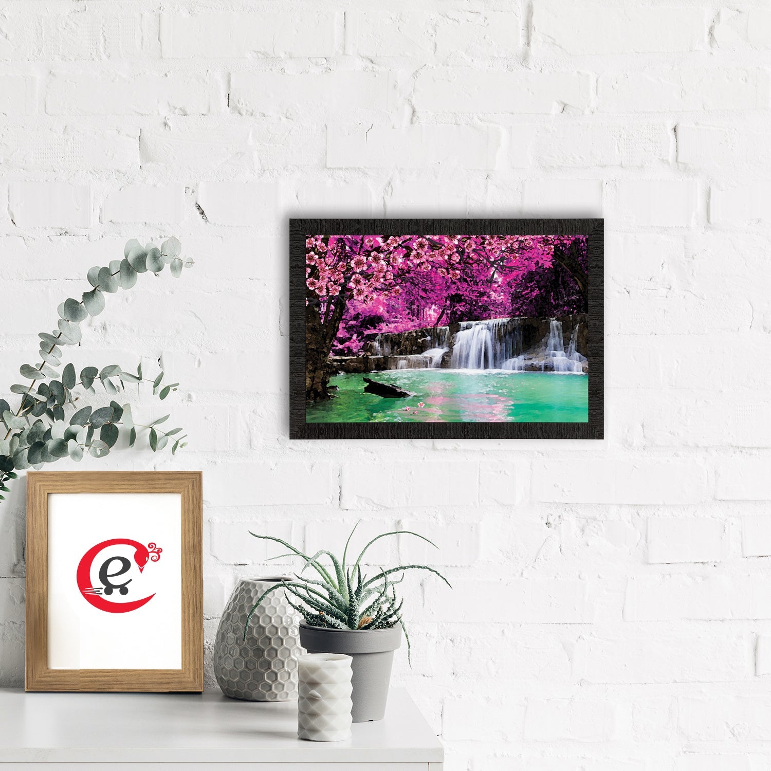 Beautiful Scenic Waterfall View Satin Matt Texture UV Art Painting Kafalo