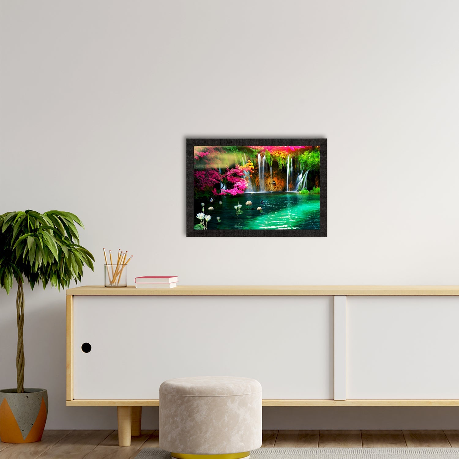 Beautiful Scenic Waterfall View Satin Matt Texture UV Art Painting Kafalo