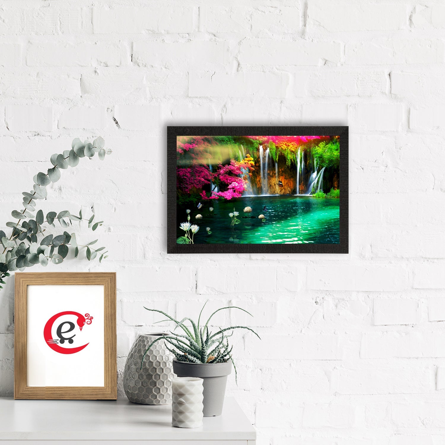 Beautiful Scenic Waterfall View Satin Matt Texture UV Art Painting Kafalo