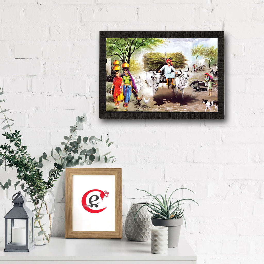 Village Scenic View Satin Matt Texture UV Art Painting Kafalo