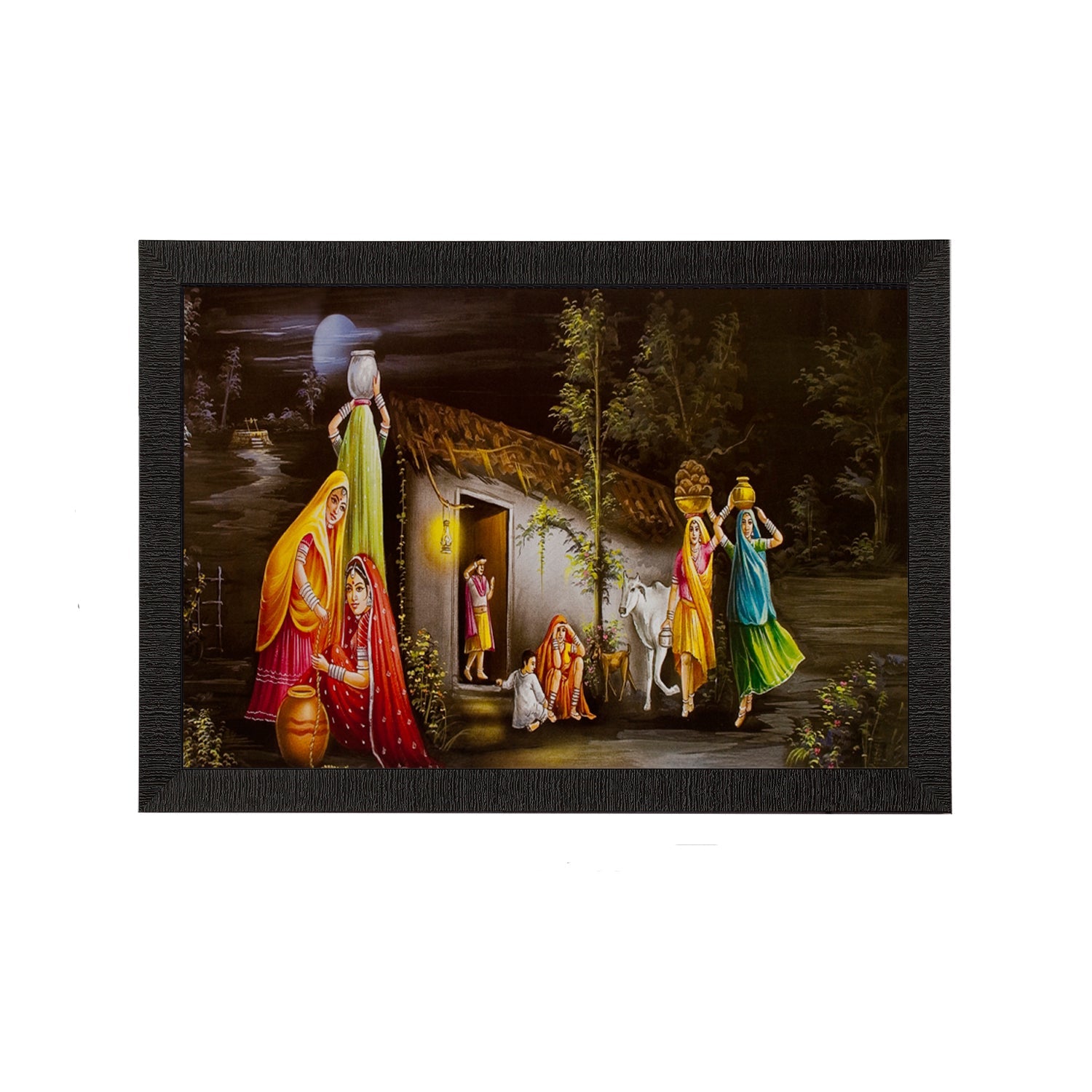 Village Scenic View Satin Matt Texture UV Art Painting Kafalo