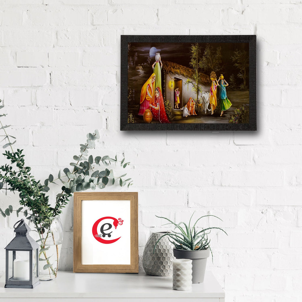 Village Scenic View Satin Matt Texture UV Art Painting Kafalo
