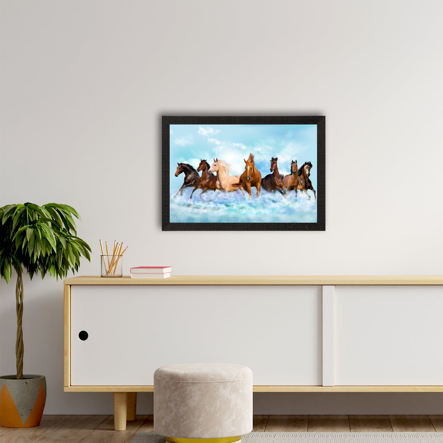 Seven Running Horses Painting Digital Printed Animal Wall Art Kafalo