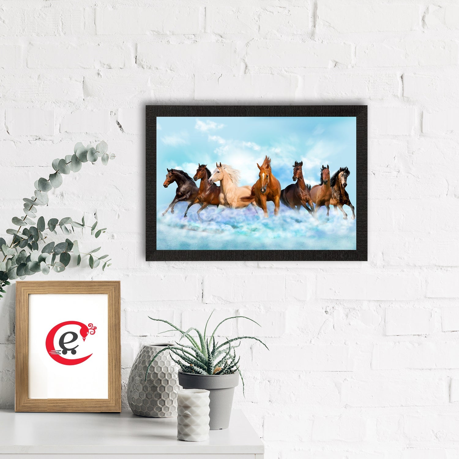 Seven Running Horses Painting Digital Printed Animal Wall Art Kafalo