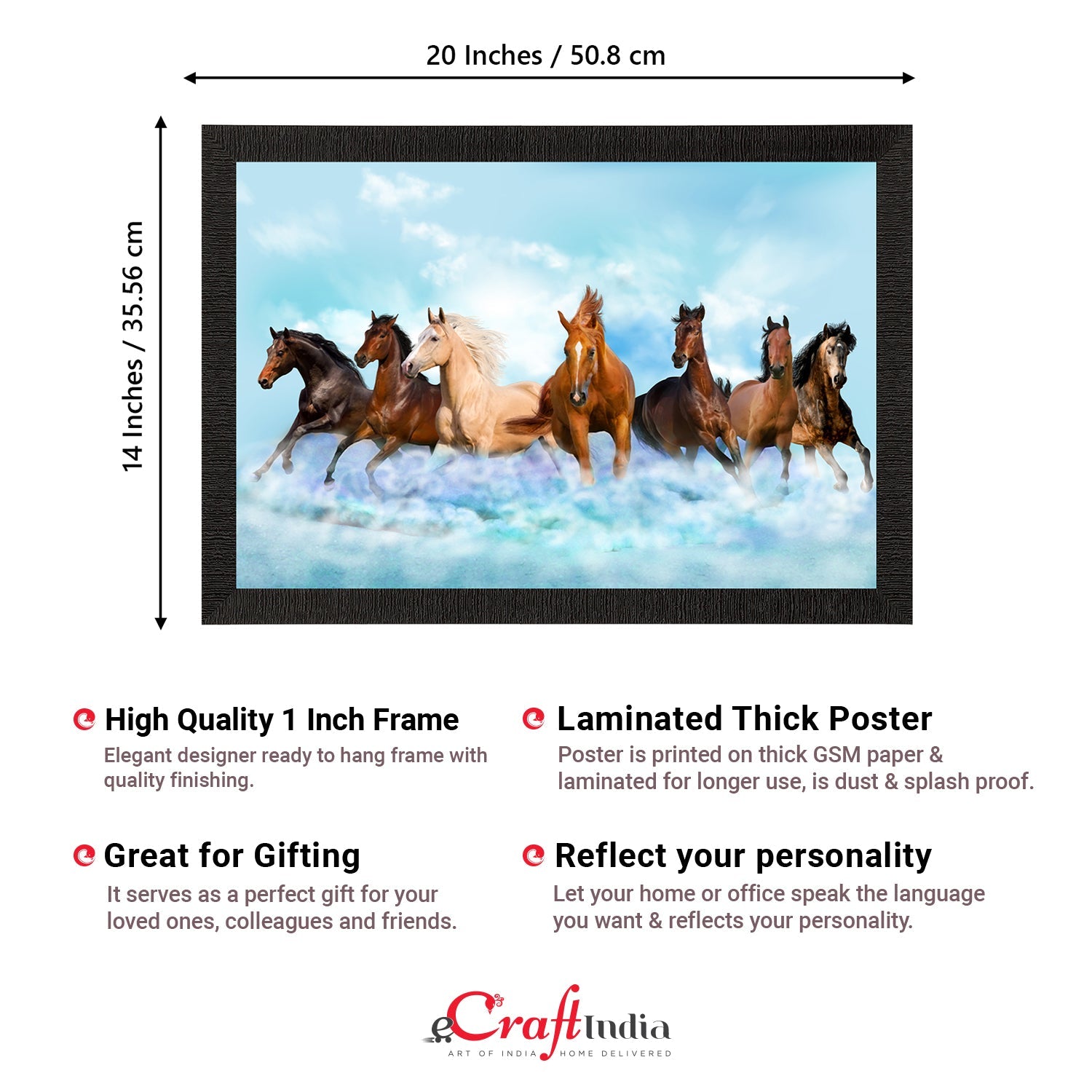 Seven Running Horses Painting Digital Printed Animal Wall Art Kafalo