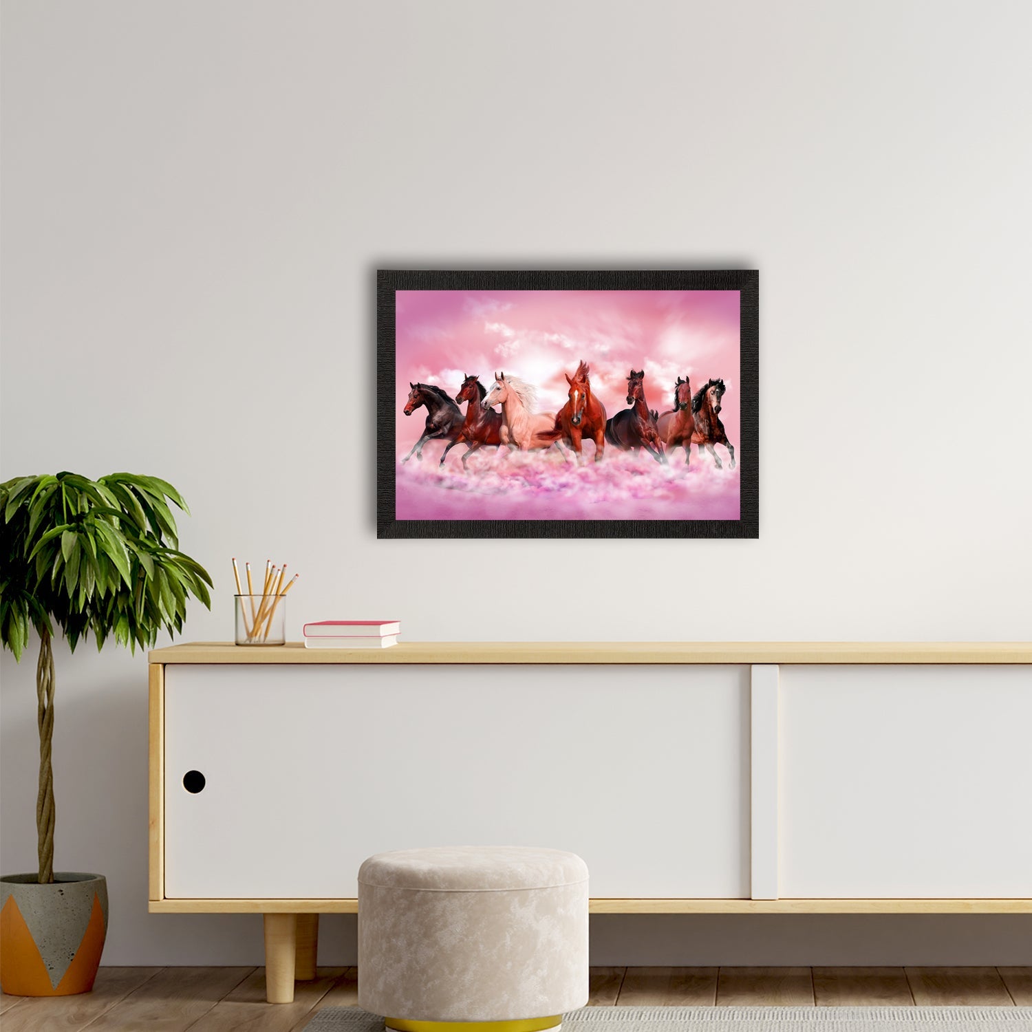 Seven Running Horses Painting Digital Printed Animal Wall Art Kafalo