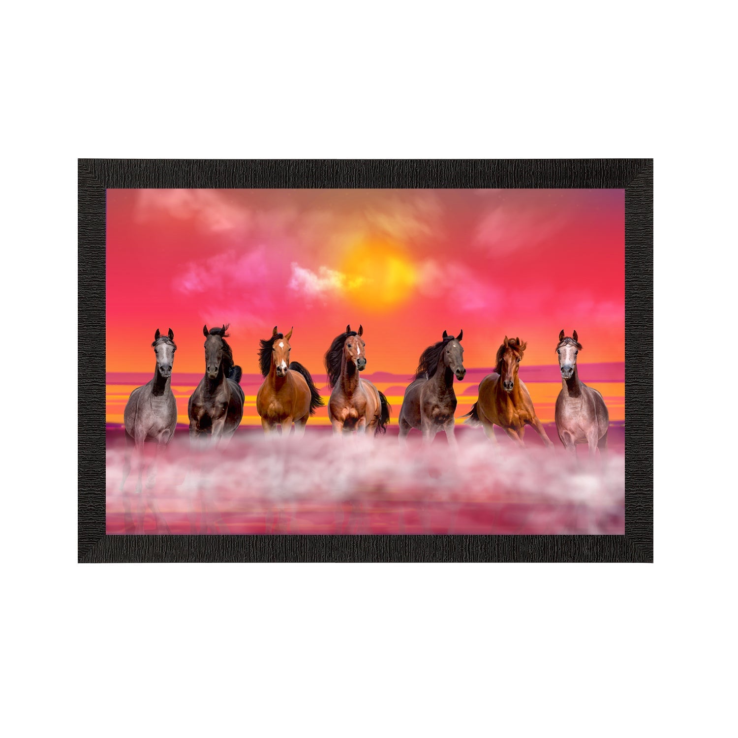 Seven Running Horses Painting Digital Printed Animal Wall Art Kafalo