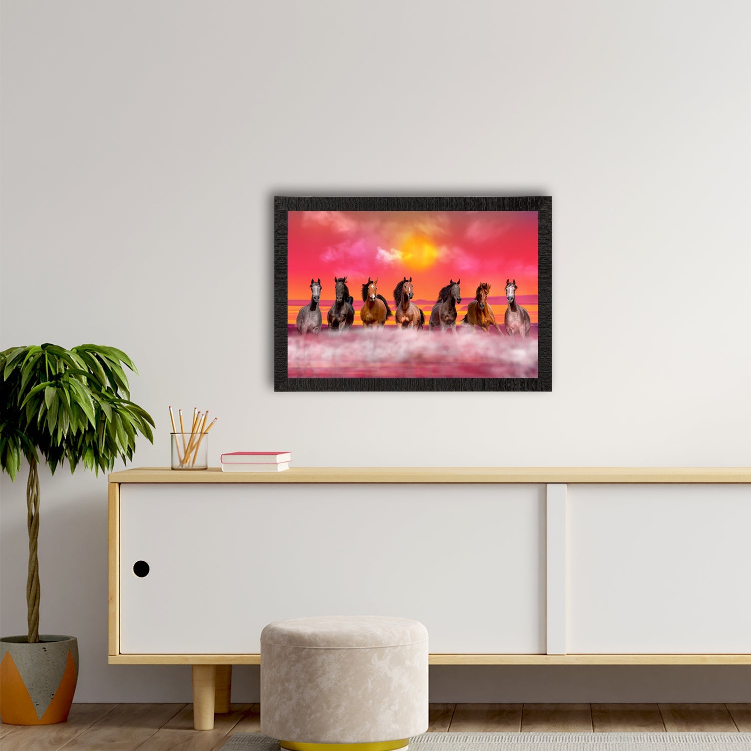 Seven Running Horses Painting Digital Printed Animal Wall Art Kafalo