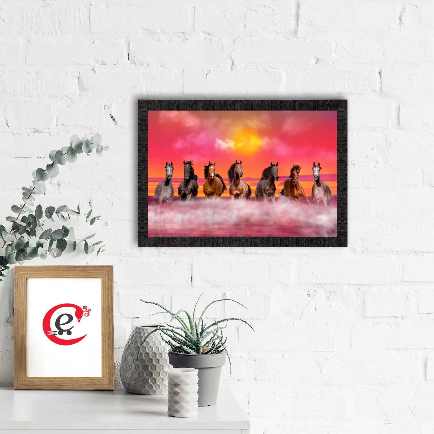 Seven Running Horses Painting Digital Printed Animal Wall Art Kafalo