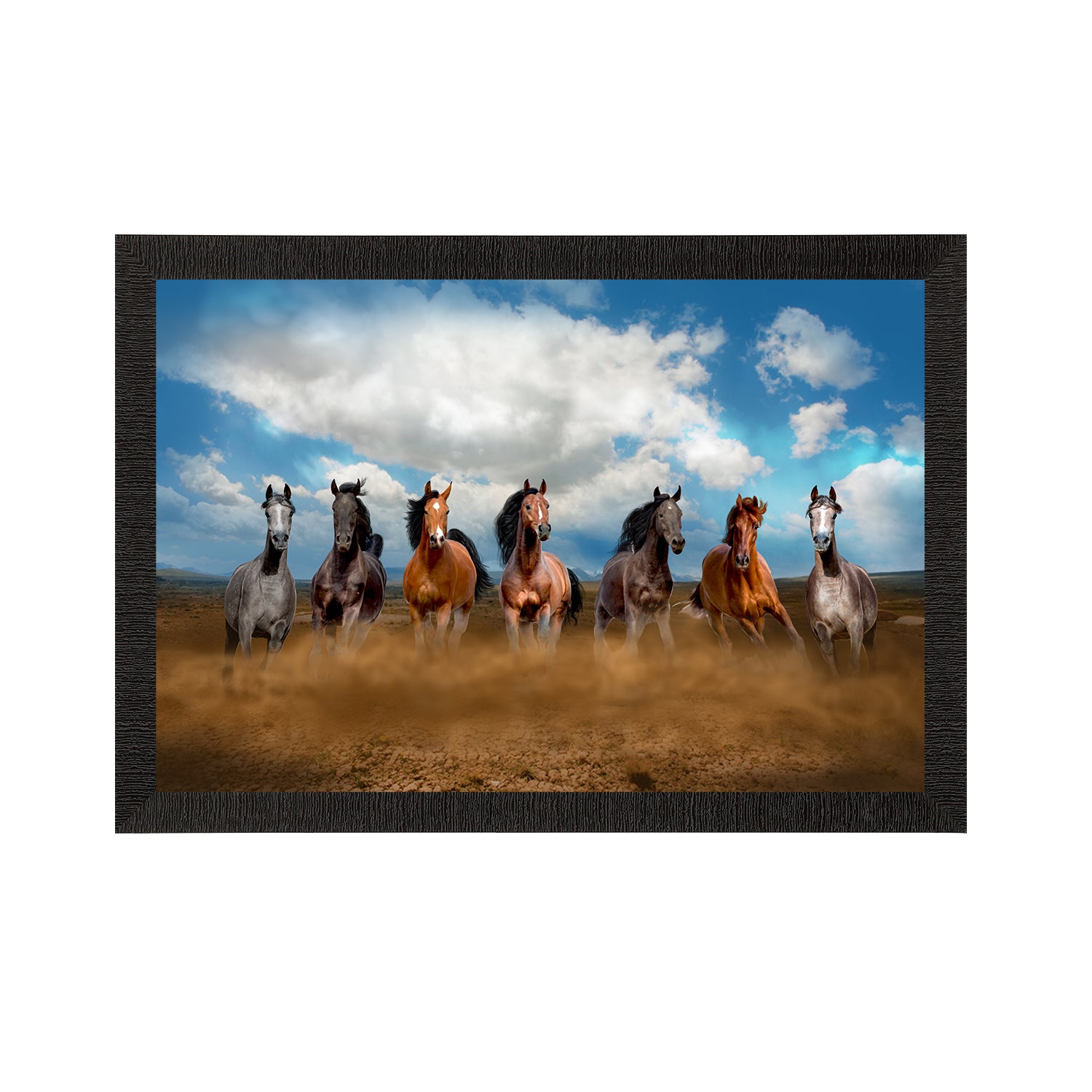 Seven Running Horses Painting Digital Printed Animal Wall Art Kafalo