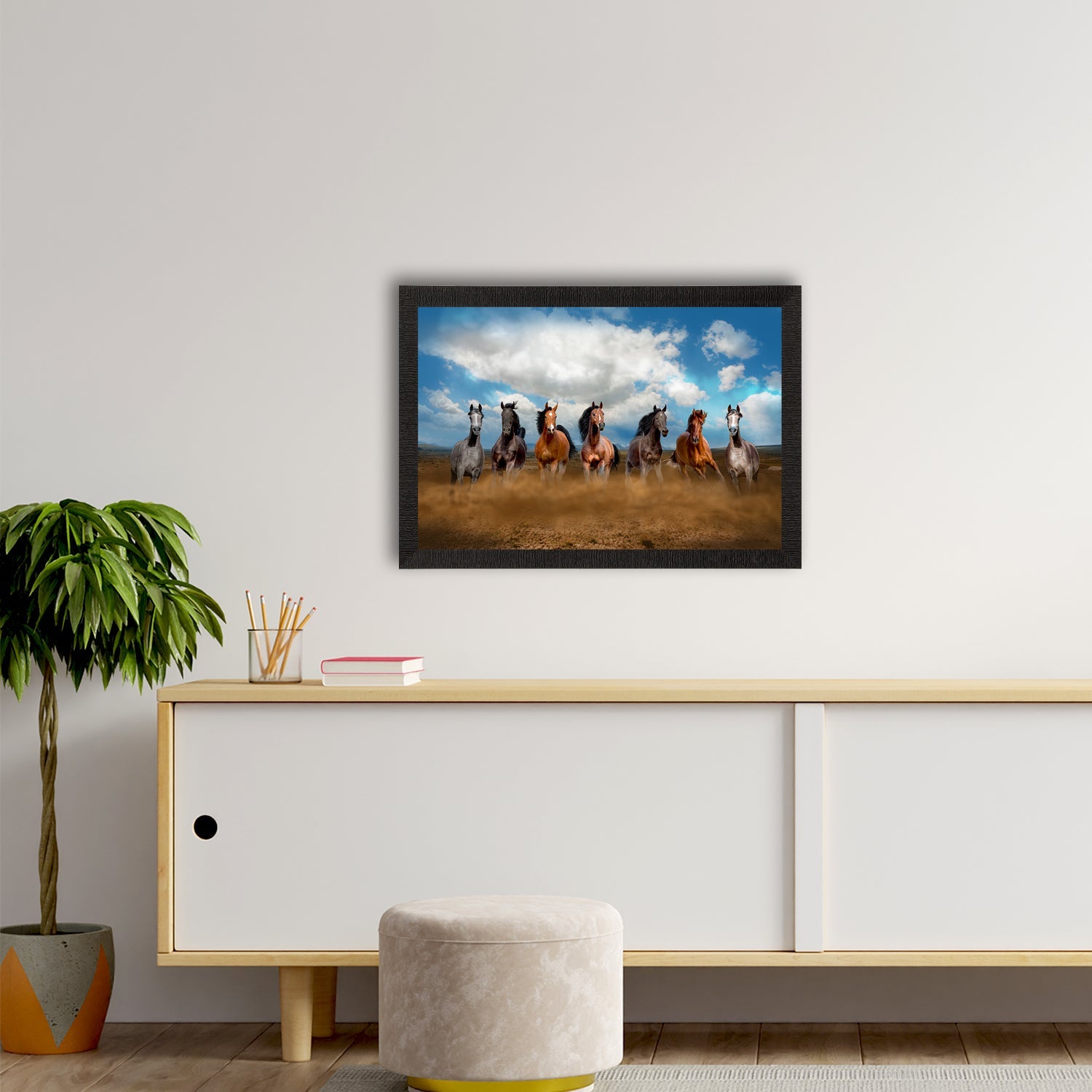 Seven Running Horses Painting Digital Printed Animal Wall Art Kafalo