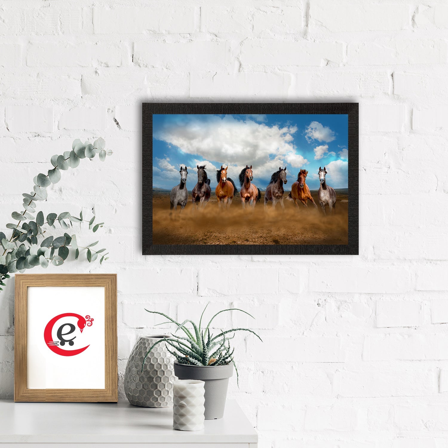 Seven Running Horses Painting Digital Printed Animal Wall Art Kafalo