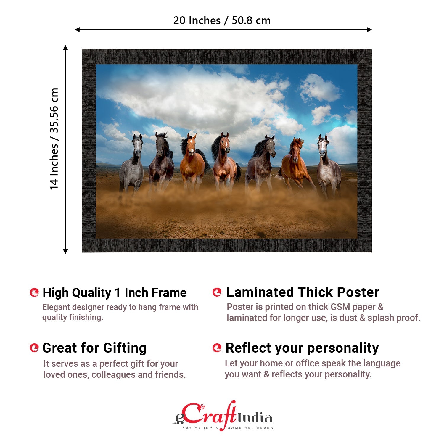 Seven Running Horses Painting Digital Printed Animal Wall Art Kafalo