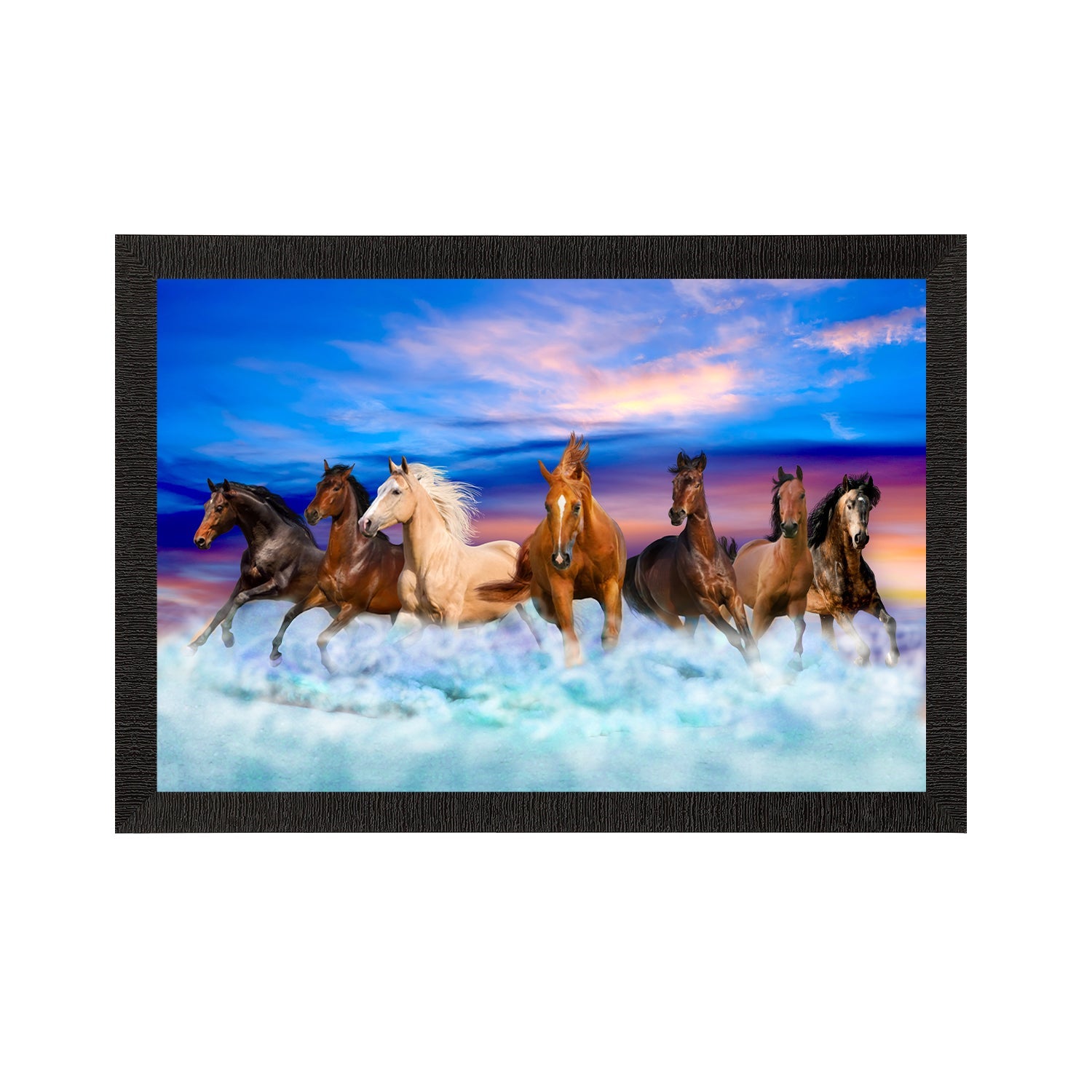 Seven Running Horses Painting Digital Printed Animal Wall Art Kafalo