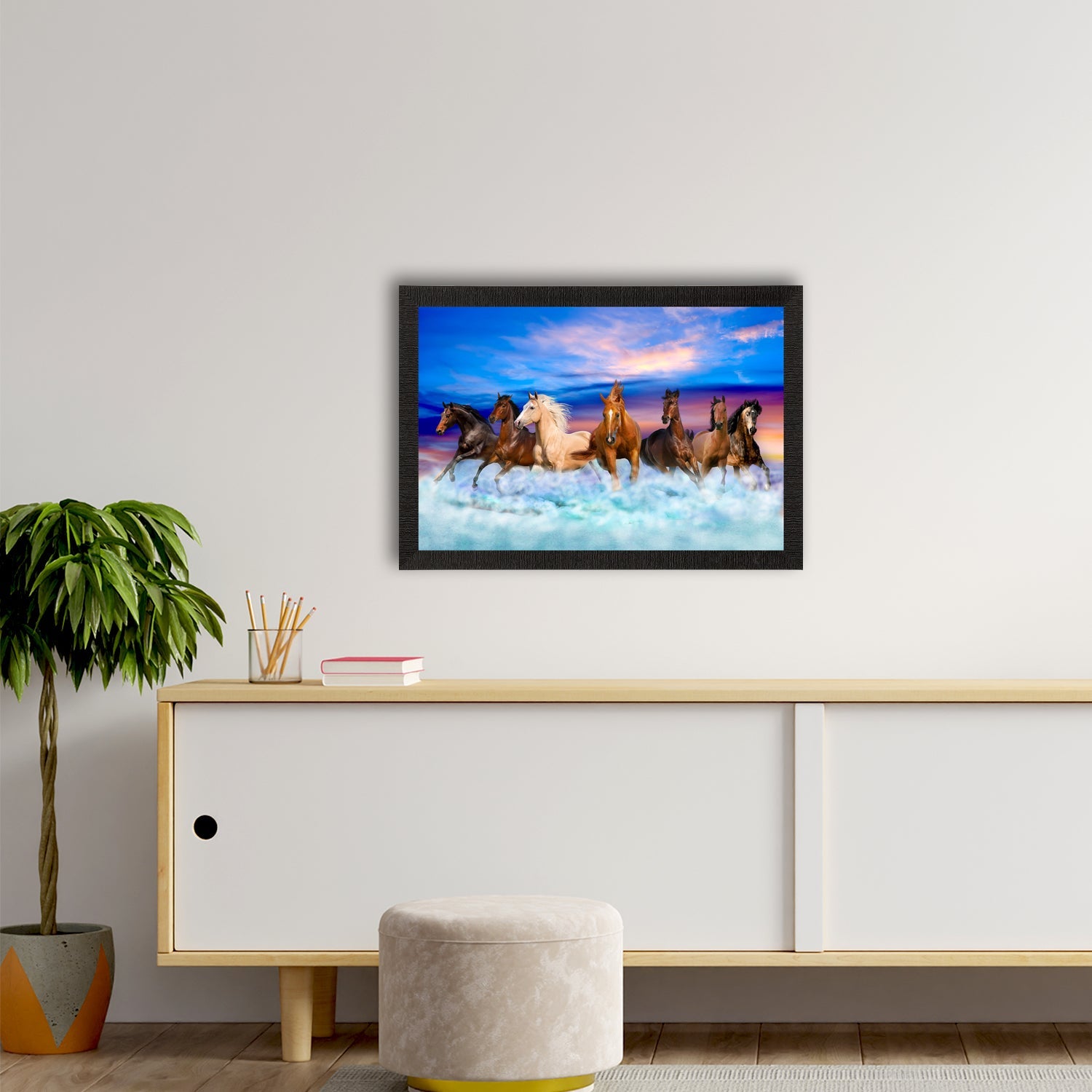Seven Running Horses Painting Digital Printed Animal Wall Art Kafalo
