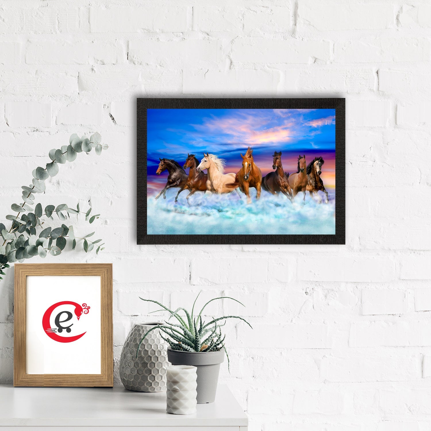 Seven Running Horses Painting Digital Printed Animal Wall Art Kafalo