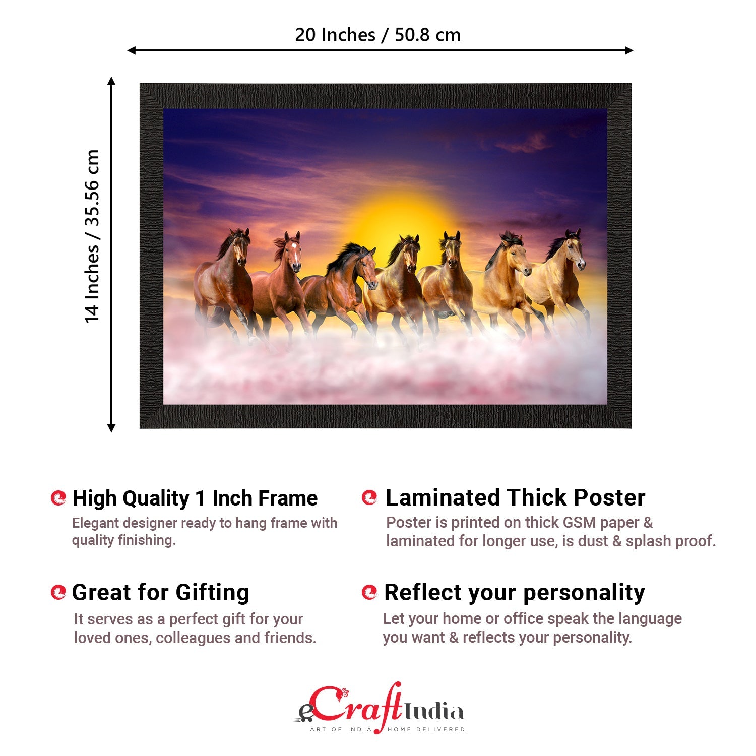 Seven Running Horses Painting Digital Printed Animal Wall Art Kafalo